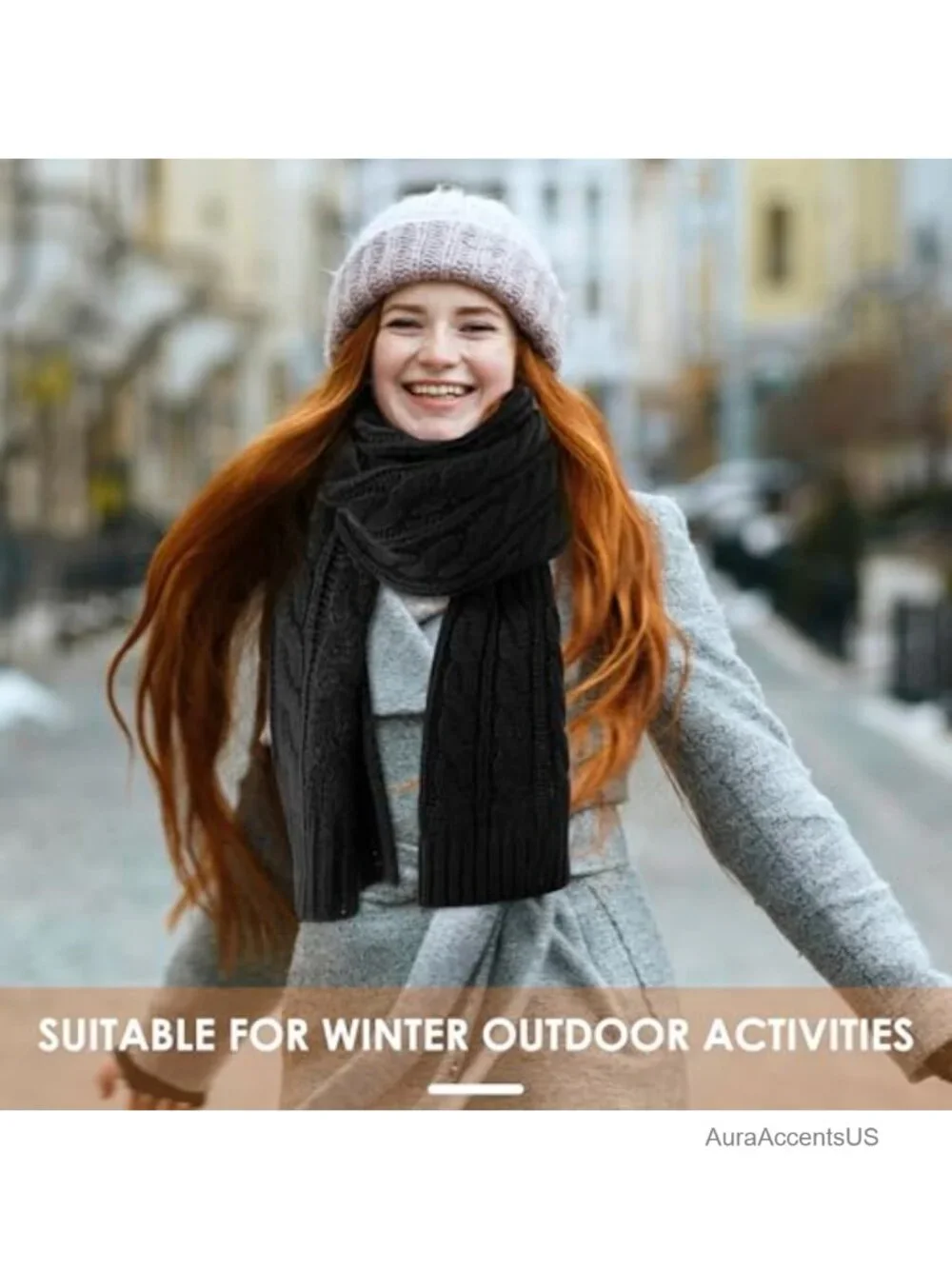Chunky Knit Scarf Women Cashmere Acrylic Blend Winter Wrap